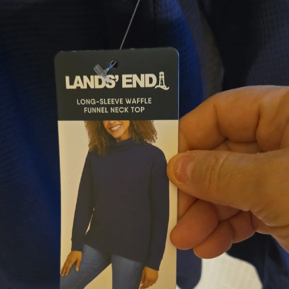 Lands' End Deep Blue Waffle Knit Shirt 2XL - Picture 4 of 6